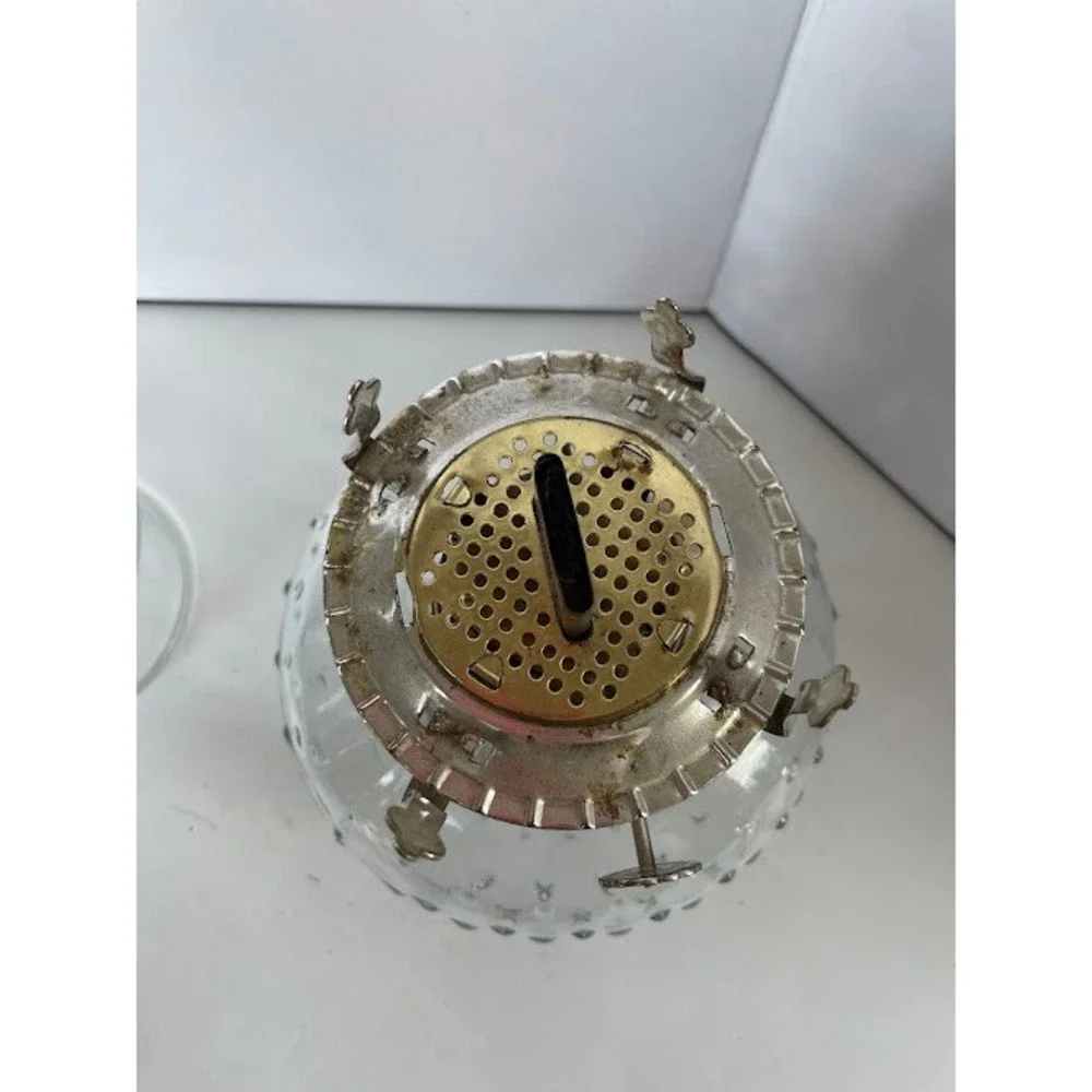 Vintage Lamplight Farms Hobnail Glass Oil Lamp‎ Kerosene Lantern Clear Hurricane